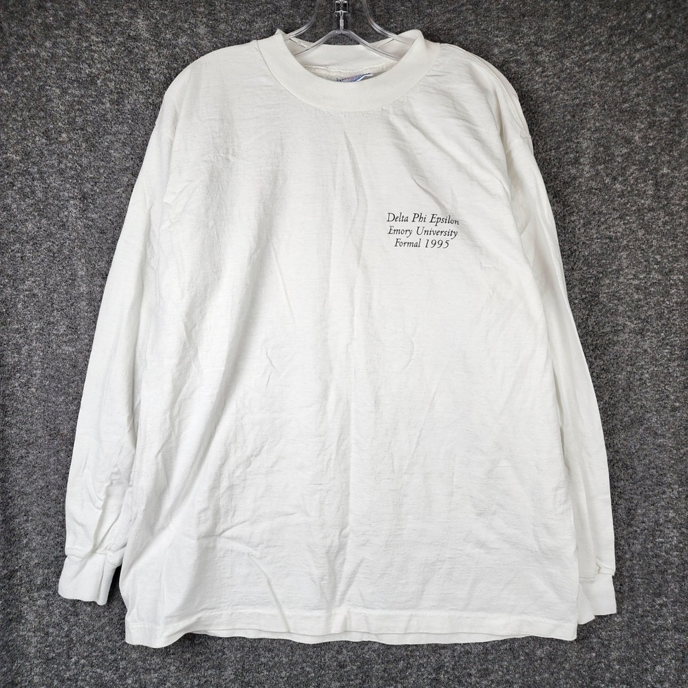 All Sport Long Sleeve T-Shirt Mens XL White 1995 Emory Delta Phi Epsilon Vintage